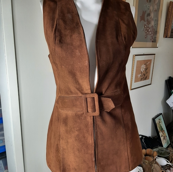 sylvia Jackets & Blazers - Vintage 60s suede vest from mexico